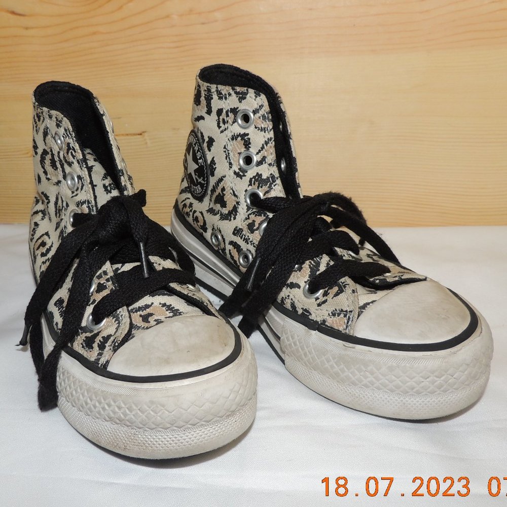 Heart Shape Cheetah Print Converse Sneakers Kids